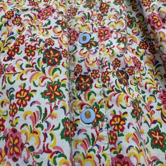 GO SOFTLY PATIO Multicolor Floral House Dress Size Large Paisley Pink Blue Green - Picture 9 of 9